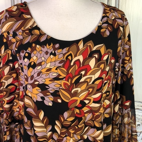 VINTAGE North Style  Scoop Neck Flounce Sleeves A line Jersey Knit Dress Size L - Picture 5 of 9